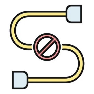 Disconnecting data cable network blocking internet access icon Stock Illustration
