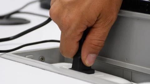 Disconnecting Power Cable from NEMA Plug, Removing Electrical Cord from Outlet Stock Footage 300600252