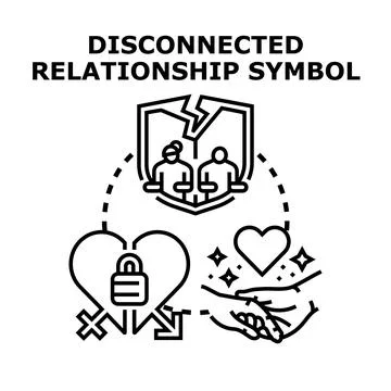 Disconnecting relationship concept with broken shield and locked hearts Stock Illustration