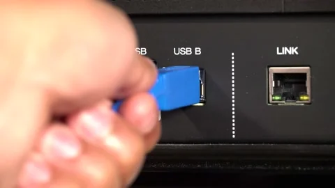Disconnecting a USB B cable Stock Footage 201991537