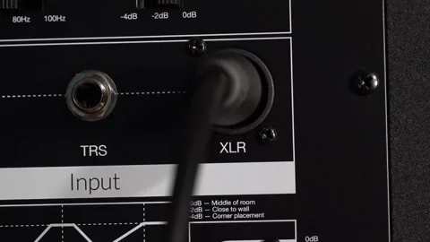 Disconnecting XLR cable from speaker studio monitor Stock Footage 201984294