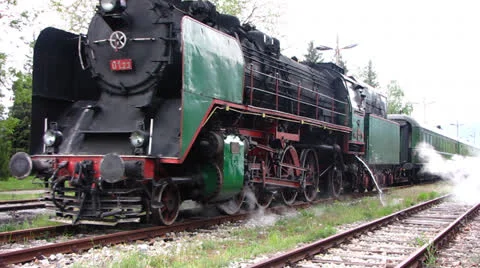 Disconnection of the steam locomotive Stock-Footage 24166326