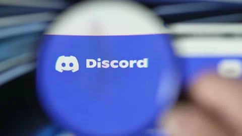 Discord Website Logo Online on a Computer Screen Focus Closeup Stock Footage 219150367
