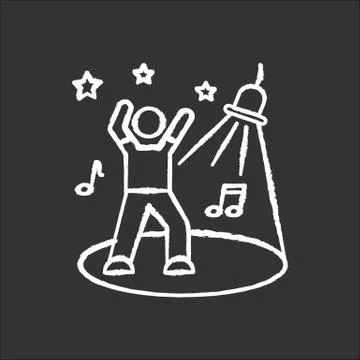 Discotheque chalk white icon on black background. Night club recreation, active Stock Illustration