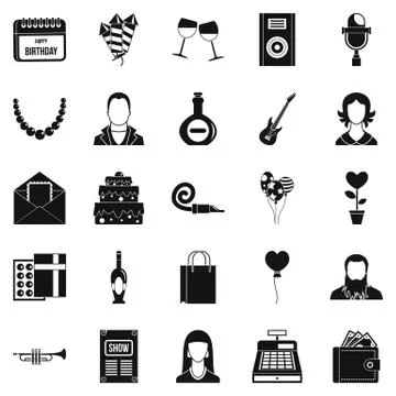 Discotheque icons set, simple style Stock Illustration