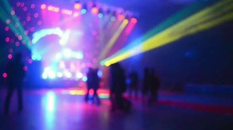 Discotheque, people dancing during disco party under colorful lights Stock Footage 36191227