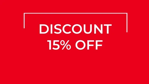 Discount 15 off appearing with different animations on red background. motion Stock Footage 307927179