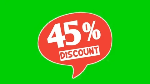 Discount 45% percent text animation motion graphics in speech bubble Stock Footage 280405991