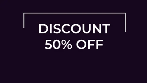 Discount 50 off appearing with different animations on dark background. motion Stock Footage 290137691