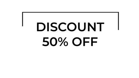 Discount 50 off appearing on white background minimalistic execution Stock Footage 305093905