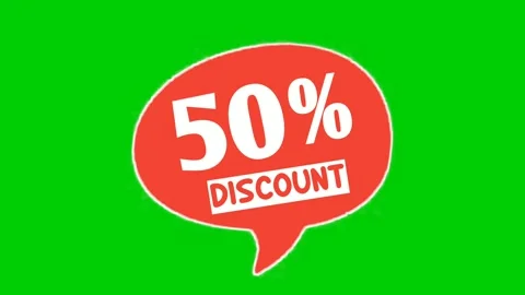 Discount 50% percent text animation motion graphics in speech bubble Stock Footage 280395465