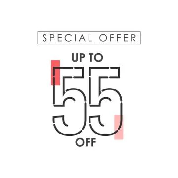 Discount up to 55% off Special Offer Vector Template Design Illustration Stock Illustration