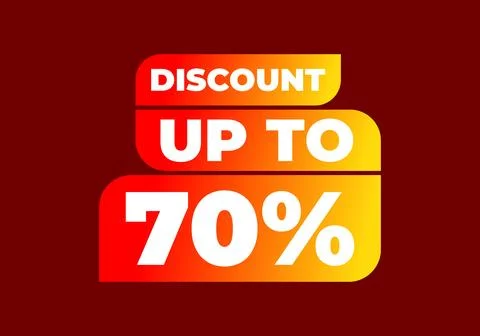 Discount up to 70 percent off gradient red orange banner element for promot.. Stock Illustration
