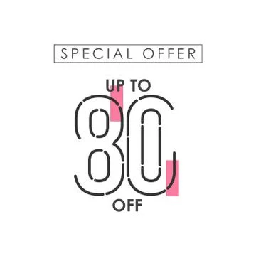 Discount up to 80% off Special Offer Vector Template Design Illustration Illustrazione stock