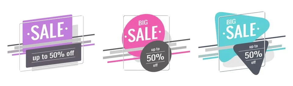 Discount  banner set.  Stock Illustration