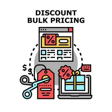 Discount bulk pricing offer concept illustration with online shopping Stock-Illustration