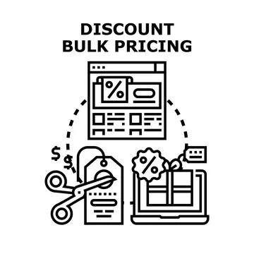 Discount bulk pricing offer concept illustration with online shopping Stock Illustration
