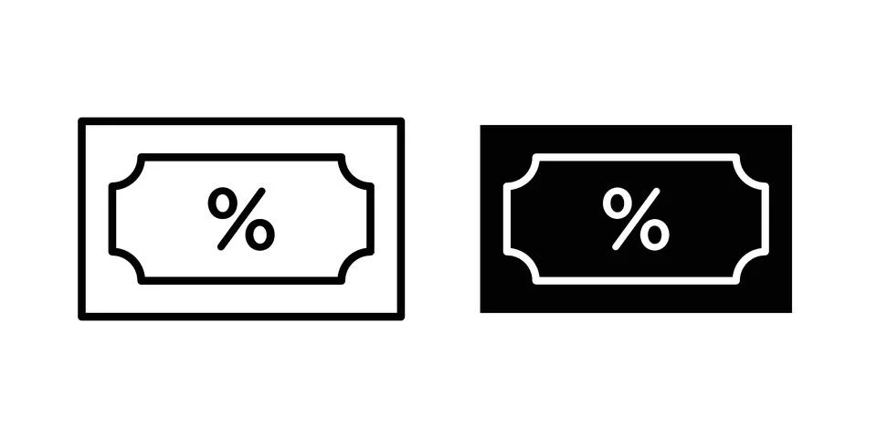 Discount code icon linear versions pack on white background Illustrazione stock