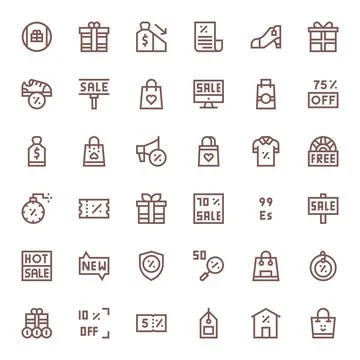 Discount Complete Vector Package with 36 64x64 Bold Line Grid Fitted Icons 스톡 일러스트