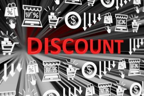 DISCOUNT concept blurred background 3d render illustration Stock Illustration