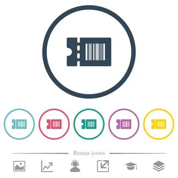 Discount coupon code flat color icons in round outlines Stock Illustration