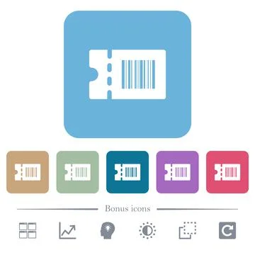 Discount coupon code flat icons on color rounded square backgrounds Illustrazione stock