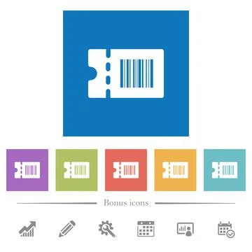 Discount coupon code flat white icons in square backgrounds Illustrazione stock