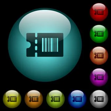 Discount coupon code icons in color illuminated glass buttons Illustrazione stock