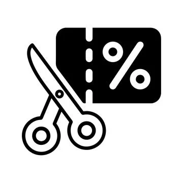 Discount Coupon Icon, black vector graphics Stock Illustration