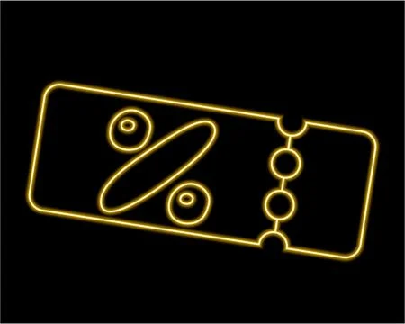 Discount coupon in neon effect Stock Illustration