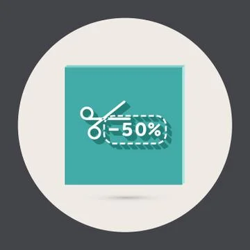Discount coupon with scissors. Stock Illustration