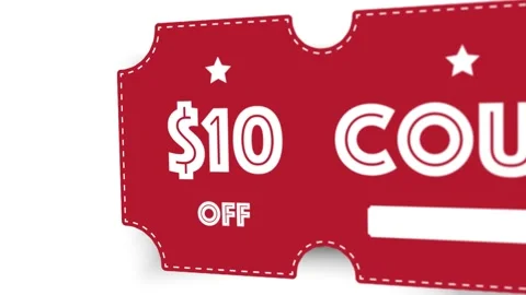 Discount Coupon ticket with Barcode on red background Stock Footage 163797961