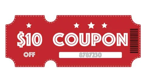 Discount Coupon ticket with Barcode on red background Stock Illustration