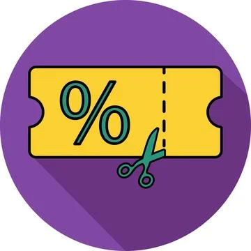 Discount coupon ticket cut with scissors icon Stock Illustration