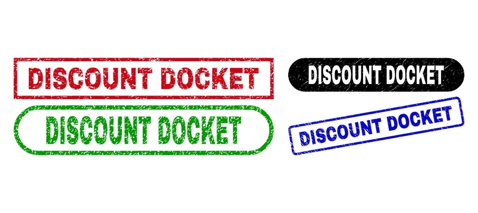 DISCOUNT DOCKET Rectangle Seals Using Rubber Style Stock Illustration
