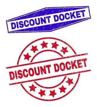 DISCOUNT DOCKET Unclean Badges in Round and Hexagon Forms Stock Illustration