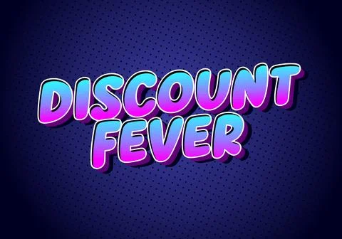 Discount fever comic style typography on dotted background 스톡 일러스트