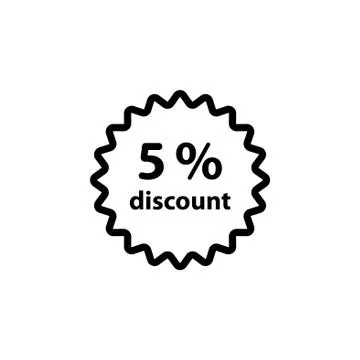 Discount five (5) percent circular icon black on white background Stock Illustration