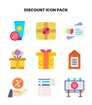 Discount Flat Bundle Icons Pack Illustrazione stock