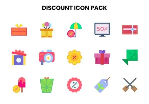 Discount Flat Icons Pack Illustrazione stock