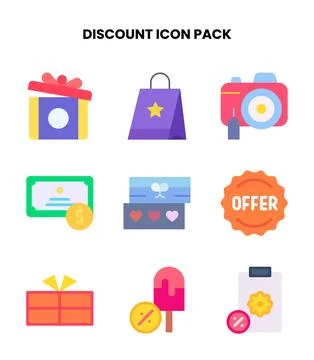 Discount Flat Set Icons Pack Stock Illustration