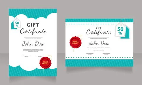 Discount gift certificate design template set Stock Illustration