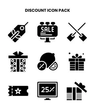 Discount Glyph Bundle Icons Pack 스톡 일러스트
