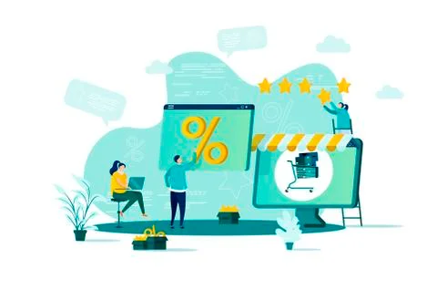 Discount of goods concept in flat style. Stock Illustration