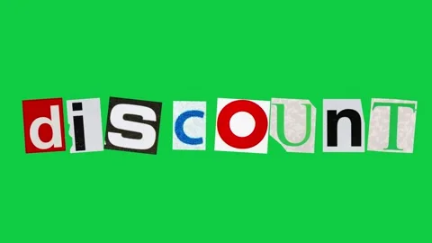 Discount graphic paper cut Stop Motion, magazine collage, ransom note style.. Stock Footage 336700249