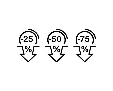 Discount icon. 25, 50, 75 percent. Vector on isolated white background. EPS 1 Stock Illustration