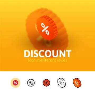 Discount icon in different style Illustrazione stock