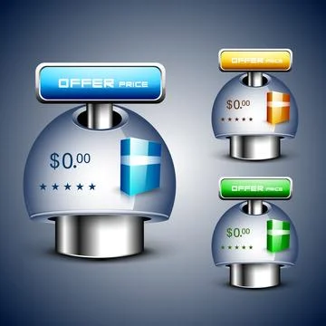 Discount icon set with product display and ribbon, can be use as label, tag.. Stock Illustration