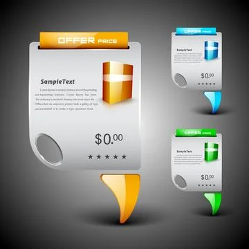Discount icon set with product display and ribbon, can be use as label, tag.. Stock Illustration