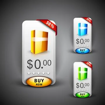 Discount icon set with product display and ribbon, can be use as label, tag.. Stock Illustration